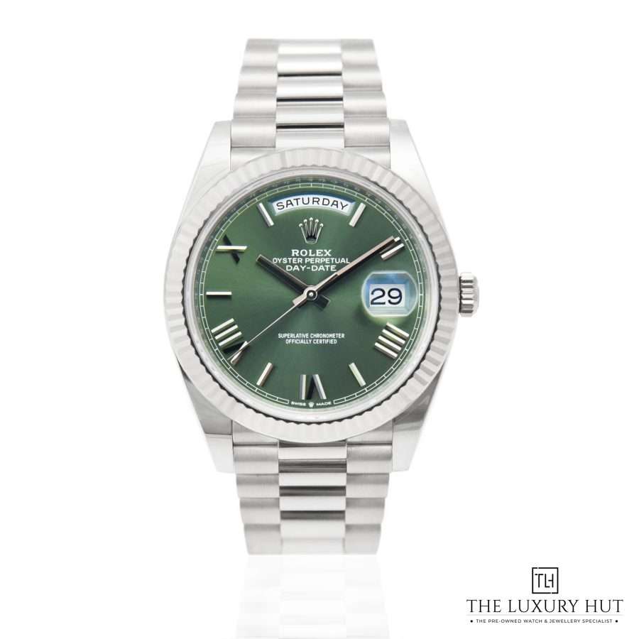 Rolex Day Date White Gold Green 50244 a