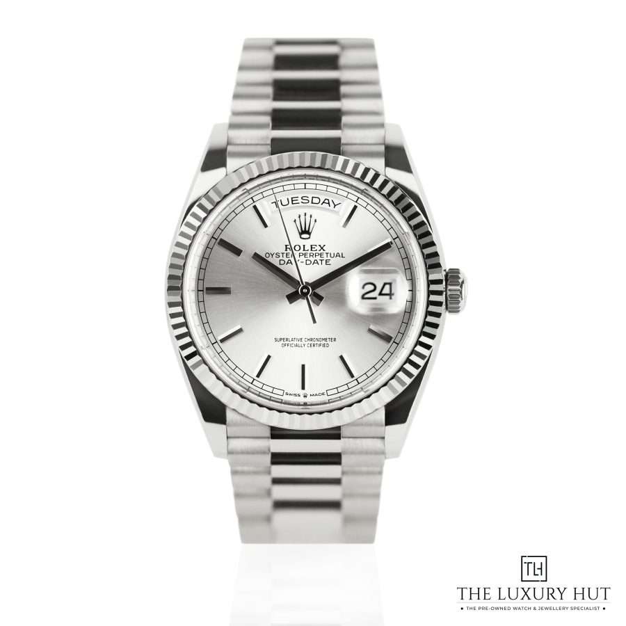 Rolex Day Date 36 White Gold Silver 191024 a