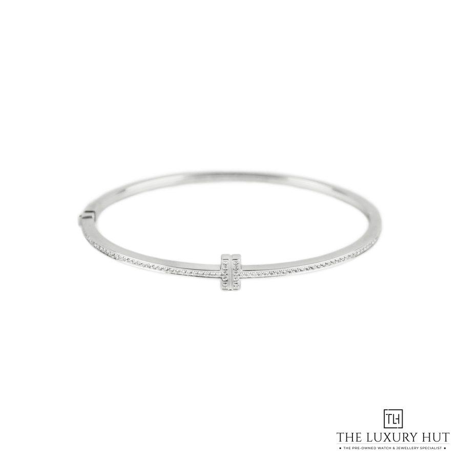 Tiffany T Diamond Hinged White Bangle 51033 a