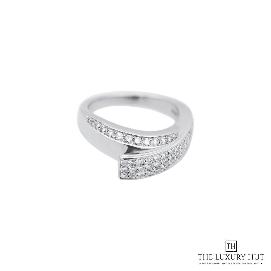 White Gold Ribbon Cross Over Ring 30074 a