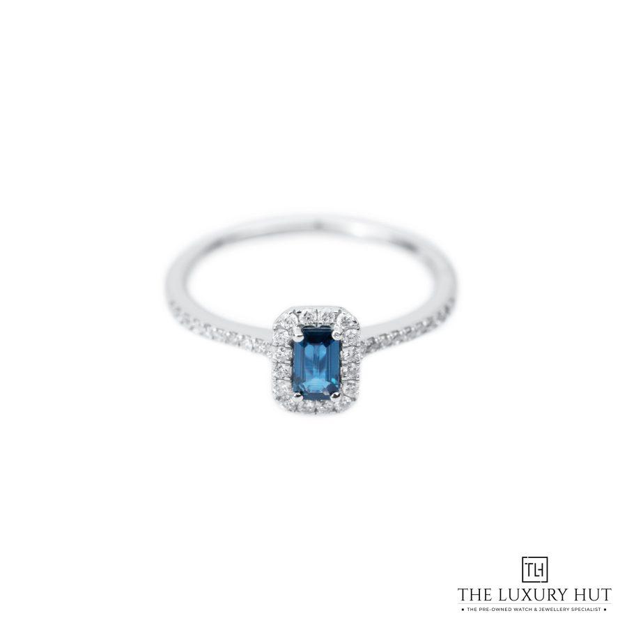 Platinum Diamond Sapphire Cluster Ring LB546 a