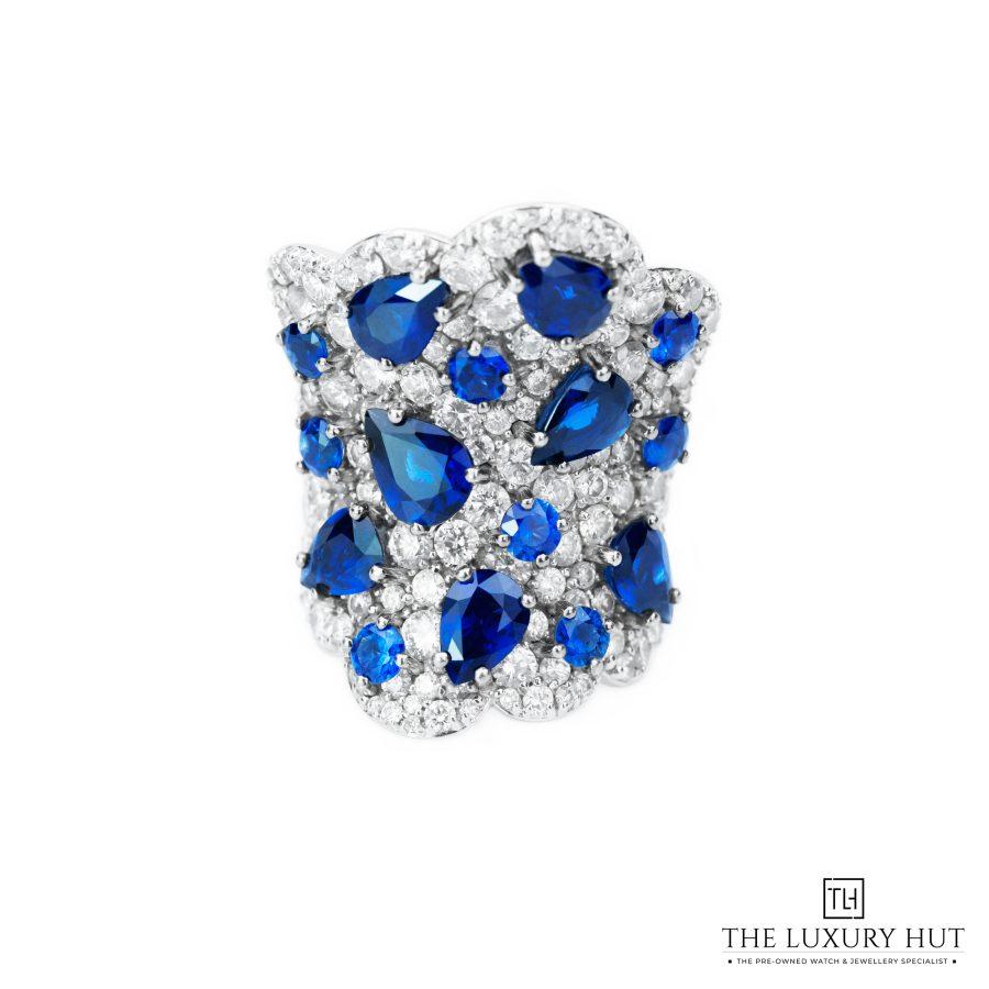 White Gold Diamond Sapphire Cluster Ring 32917 a