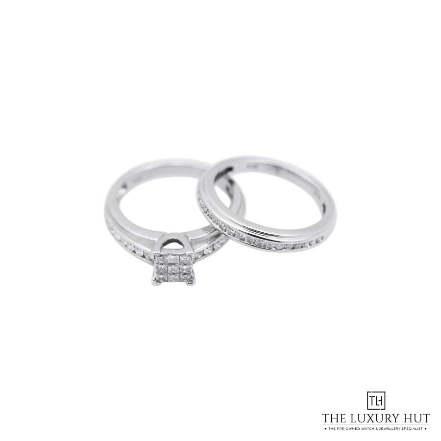 18ct White Gold Diamond Ring Set 0855 aa