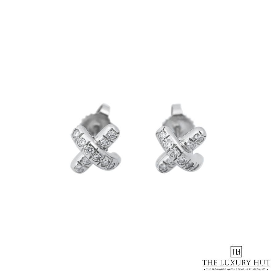 Tiffany Cross Platinum Diamond Kiss Earrings 51487 a