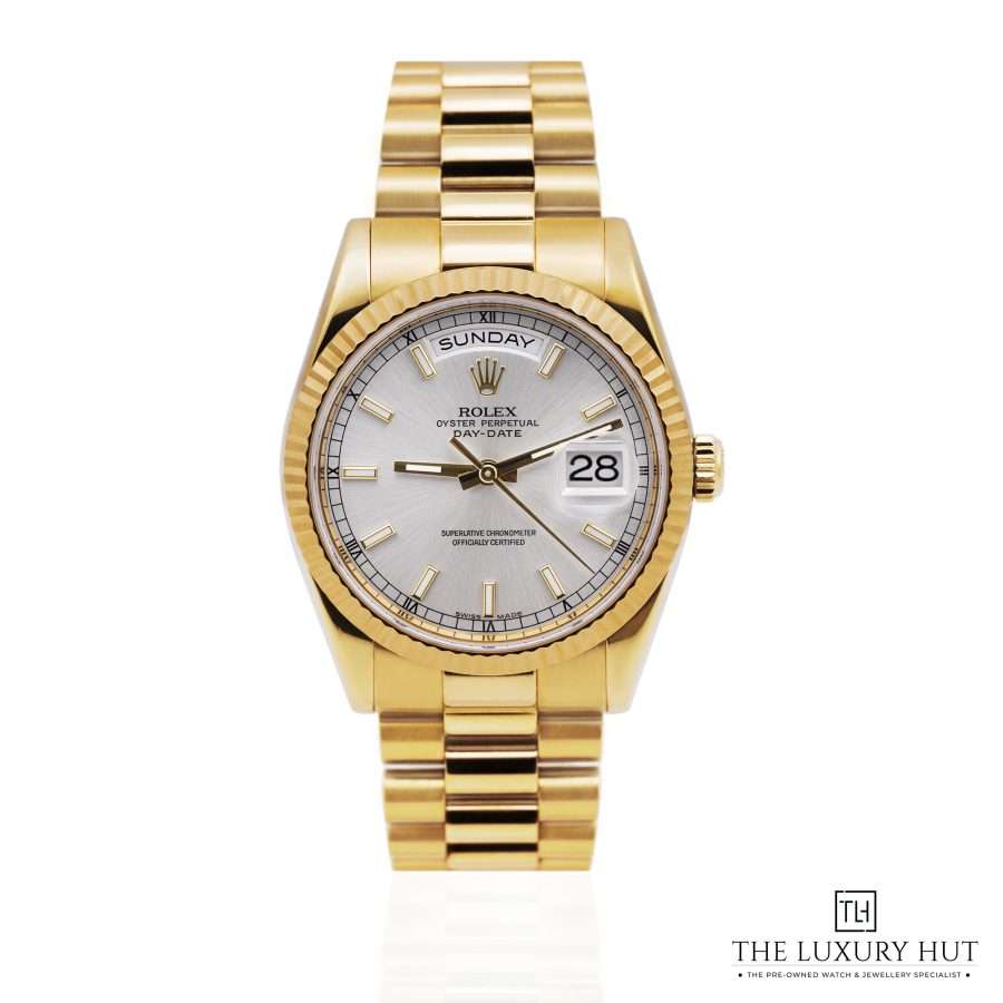 Rolex Day Date 36mm Yellow Gold Silver Dial 51841 a