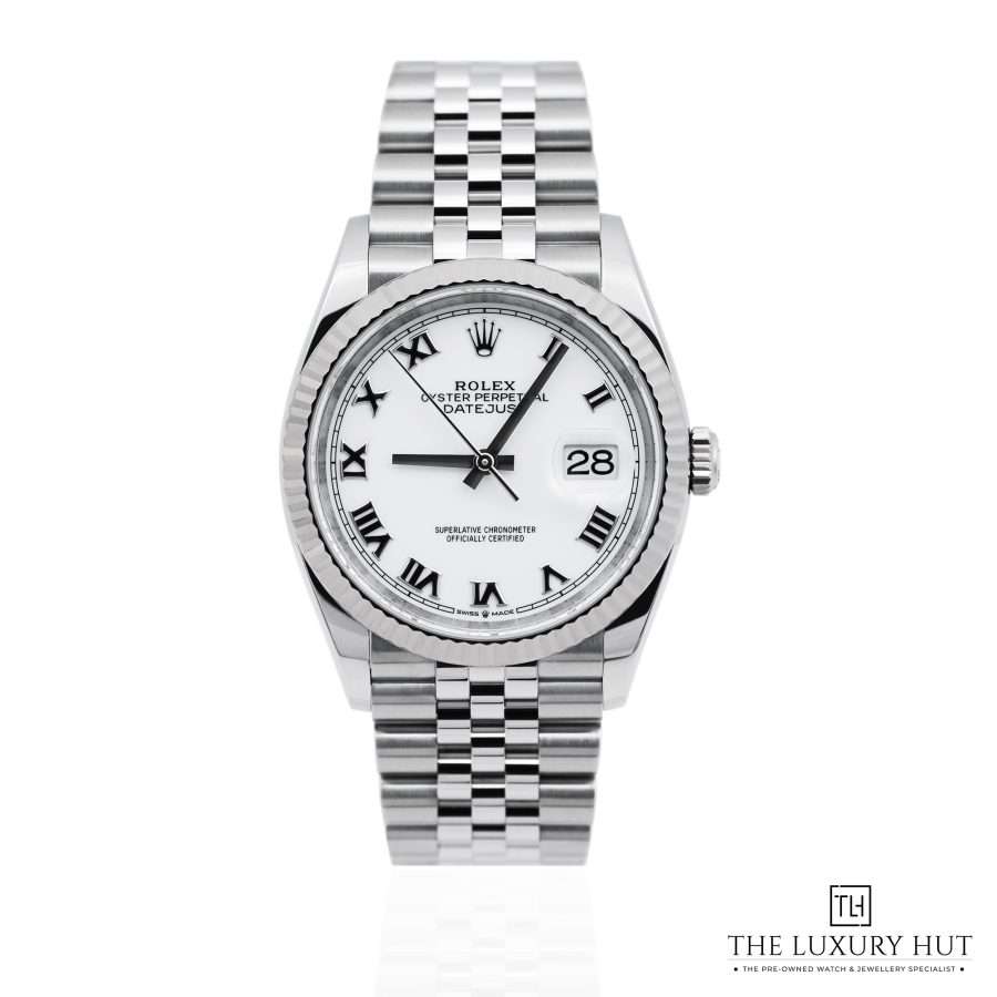 Rolex Datejust Steel 36 White Roman Dial 51975 a