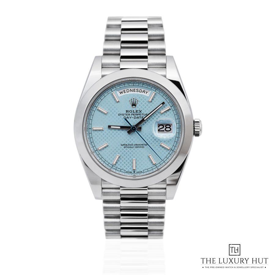 Rolex Day Date 40 Platinum Ice Blue Motif Dial LB657 a