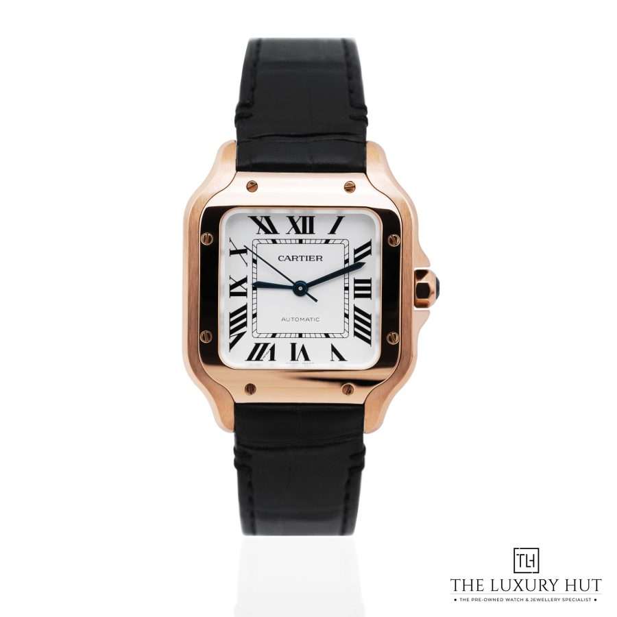 Cartier Santos De Cartier Rose Gold Silver Dial 52155 a