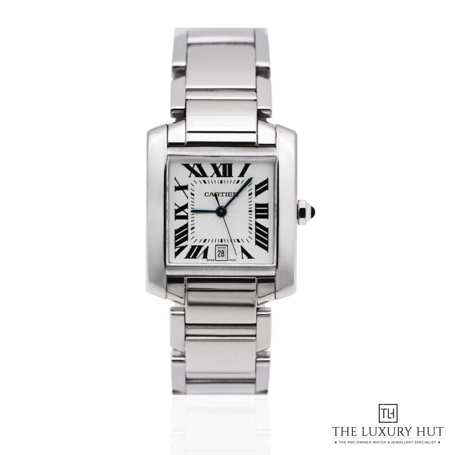 Cartier Tank Francaise White Gold Silver Guilloche 52078 a