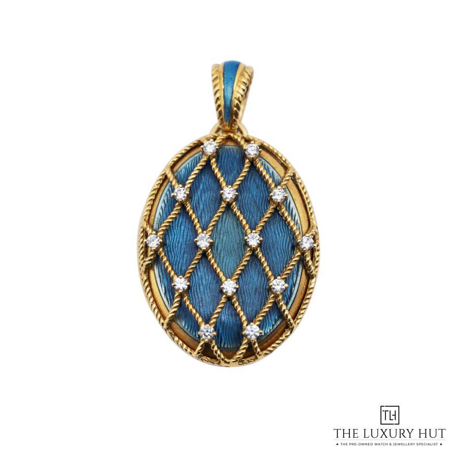 Victor Mayer Gold Blue Enamel Diamond Pendant LB636 a