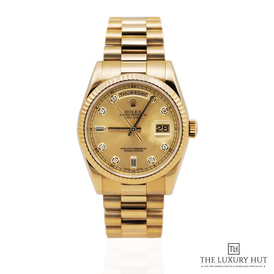Rolex Day Date 36 18ct Yellow Gold Factory Champagne Diamond