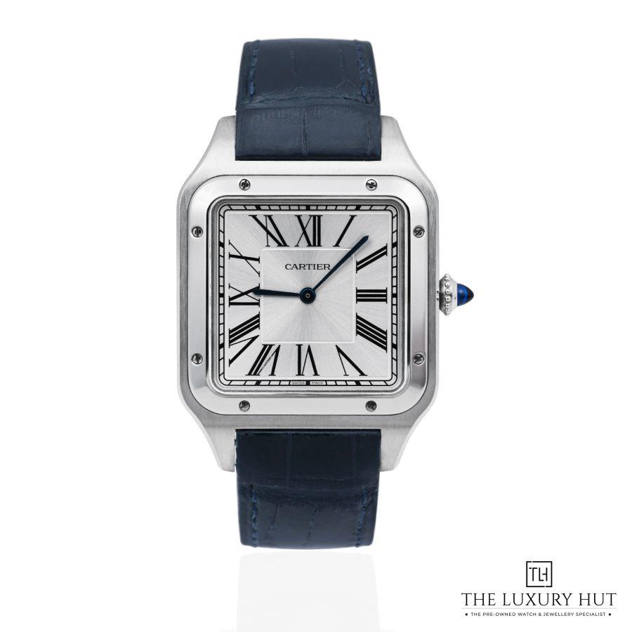 Cartier Santos Dumont Large Steel Silver Roman 52235 a