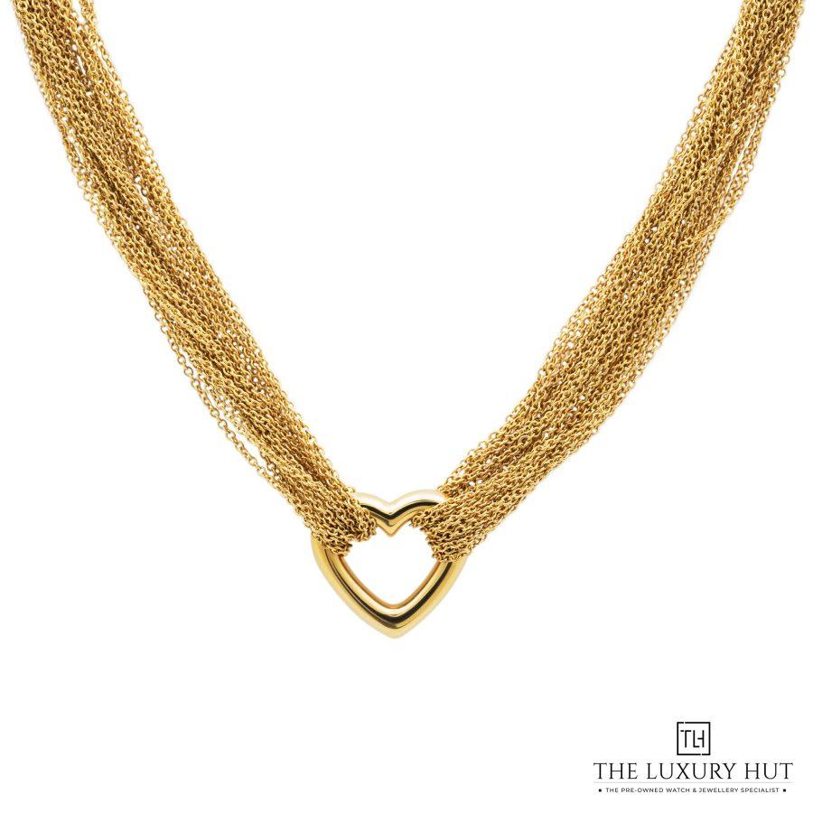 Tiffany Yellow Gold Multi Strand Mesh Heart Necklace 52229 a