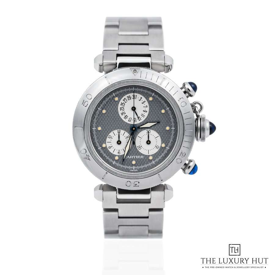 Cartier Pasha Chronograph Steel 36mm Grey Textured Dial