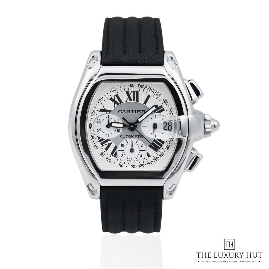 Cartier Roadster XL Chronograph Steel White Silver Dial 2618