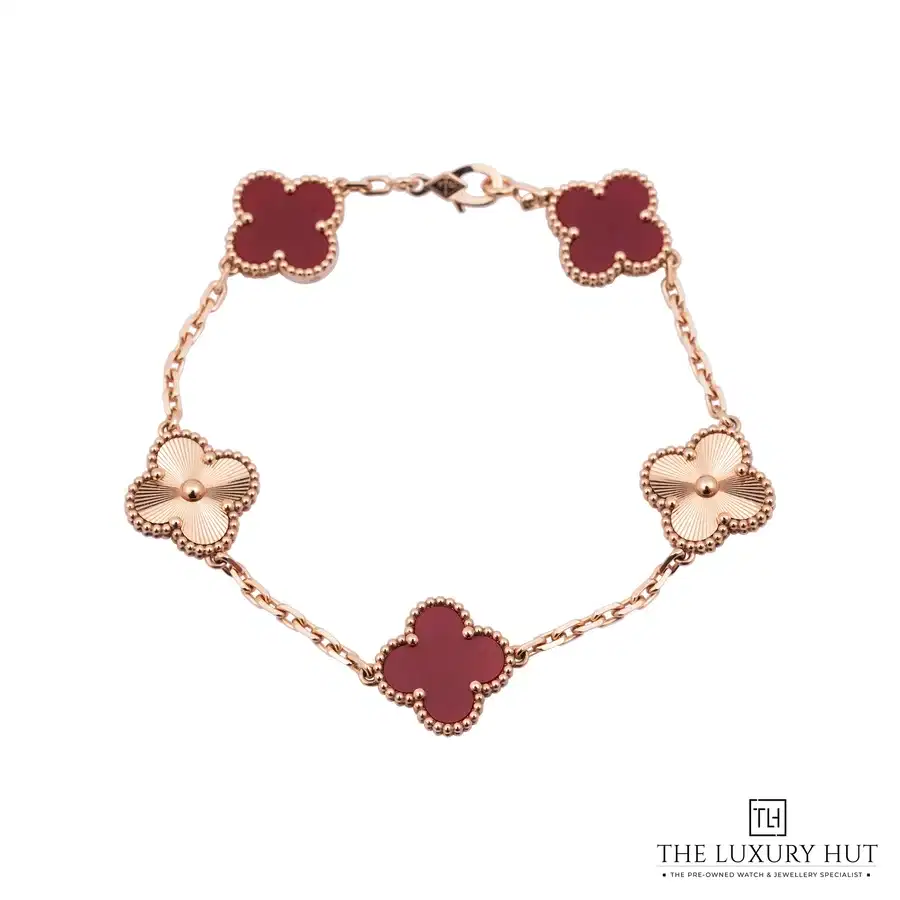 Van Cleef Arpels Vintage Alhambra Gold 3 Carnelian Bracelet