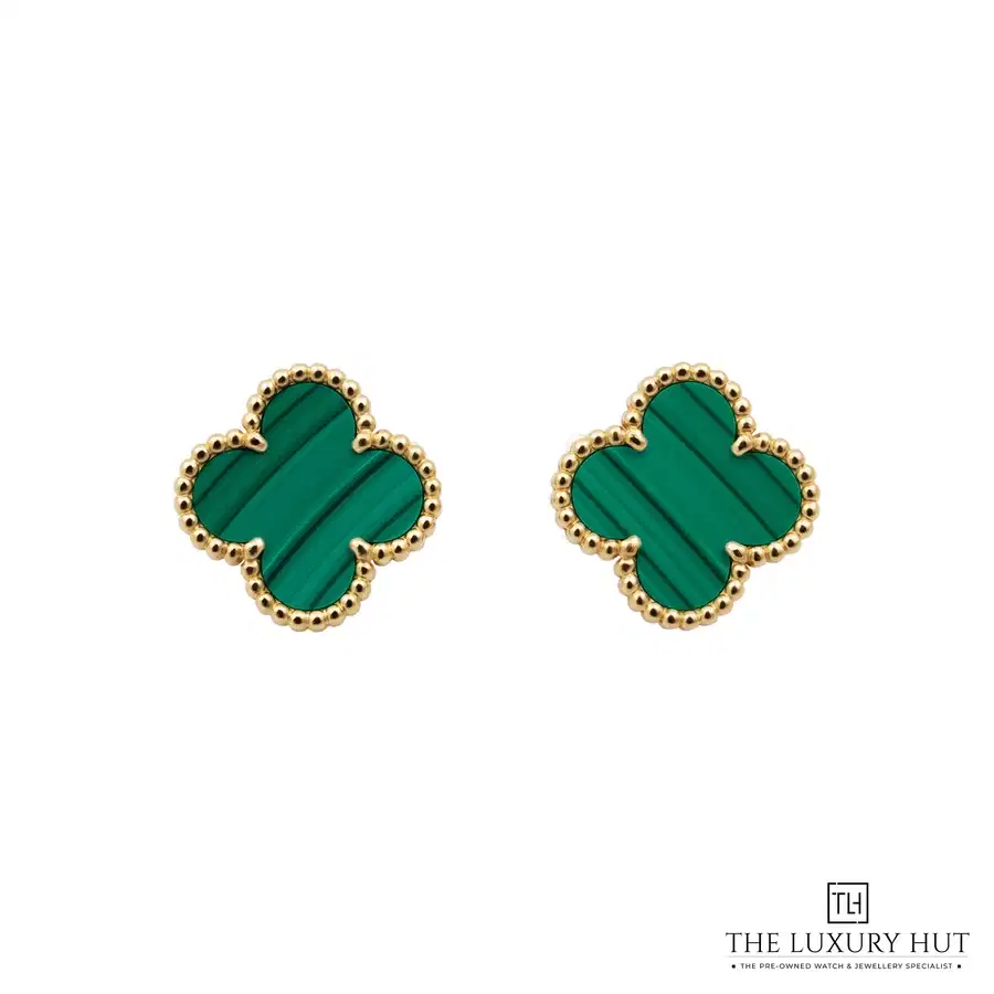 Van Cleef Arpels Vintage Alhambra Gold Malachite Earrings