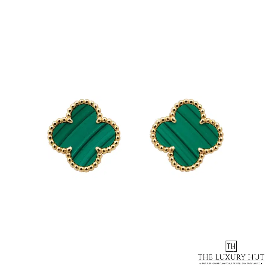 Van Cleef Arpels Vintage Alhambra Gold Malachite Earrings