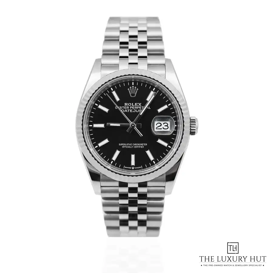 Rolex Datejust Steel White Gold Black Baton Dial 126234