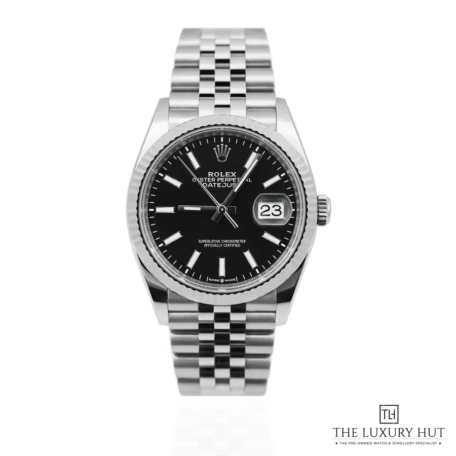 Rolex Datejust Steel White Gold Black Baton Dial 126234