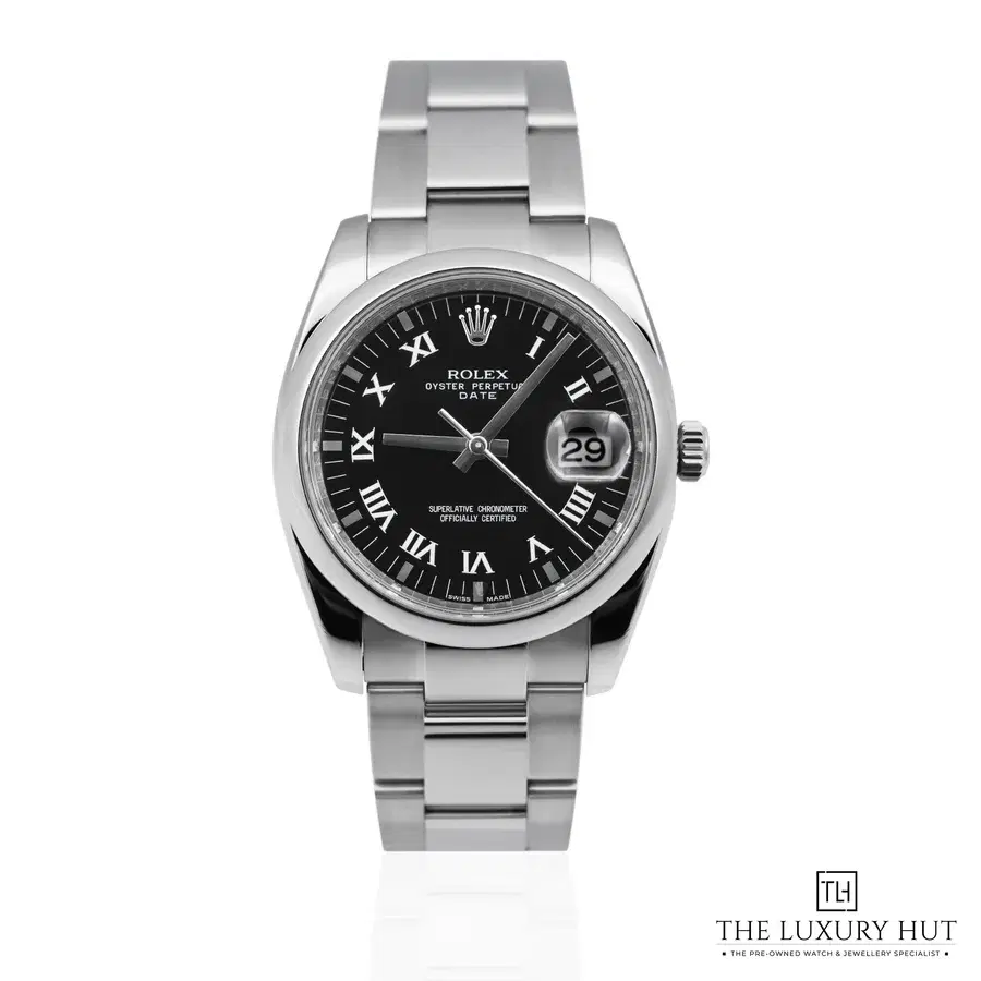 Rolex Oyster Perpetual Date Black Roman 115200