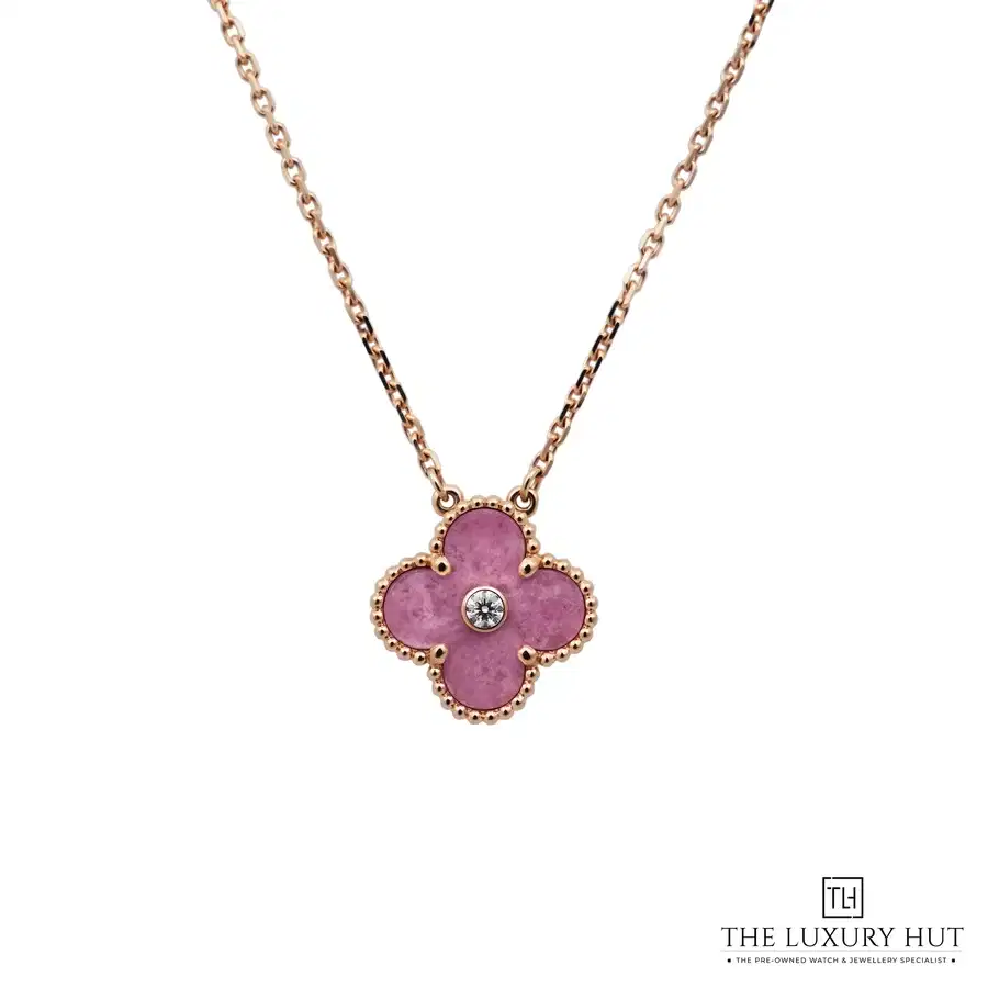 Van Cleef Arpels Gold Rhodonite Diamond Holiday Pendant