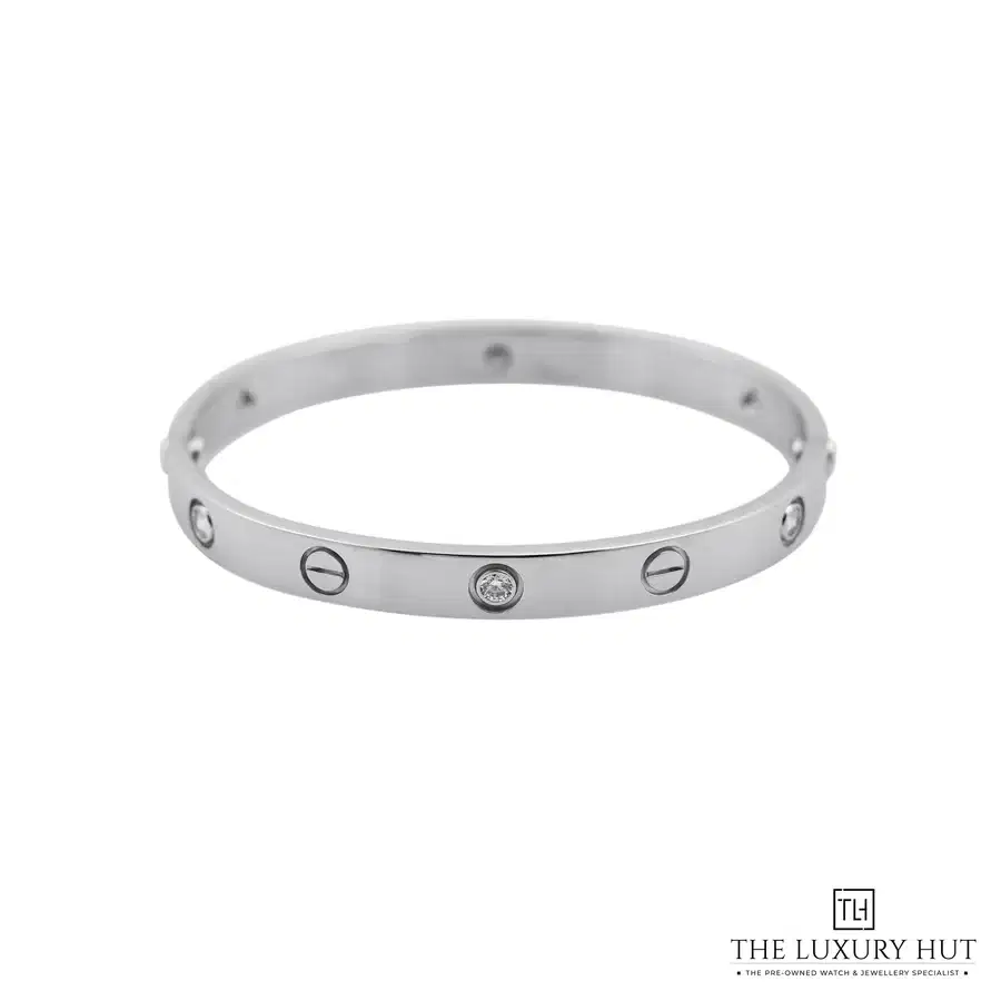 Cartier 18ct White Gold 6 Diamonds Love Bracelet Size 17