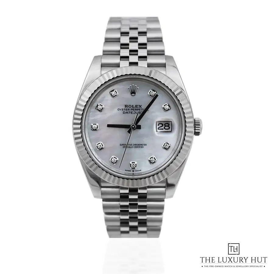 Rolex Datejust 41mm Steel White Gold MOP Diamond Dial 126334
