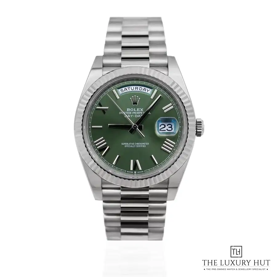 Rolex Day Date 40 White Golg Green 228239