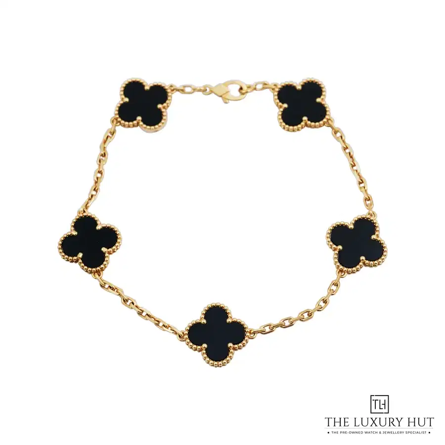 Van Cleef Arpels Gold 5 Onyx Motifs Bracelet VCARA41300