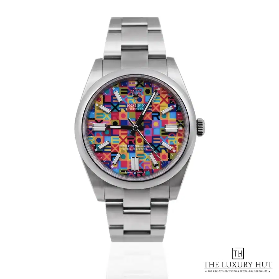 Rolex Oyster Perpetual Steel Aftermarket Jubilee Motif 124300