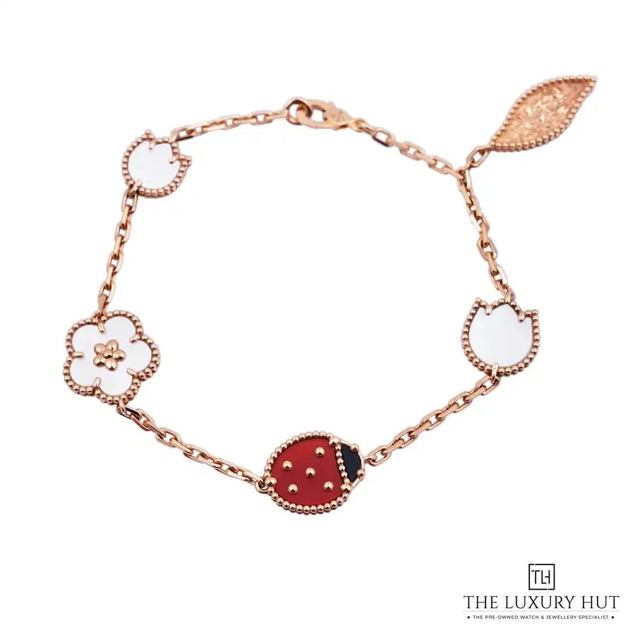 Van Cleef Arpels Lucky Spring Gold 5 Carnelian Motifs Bracelet