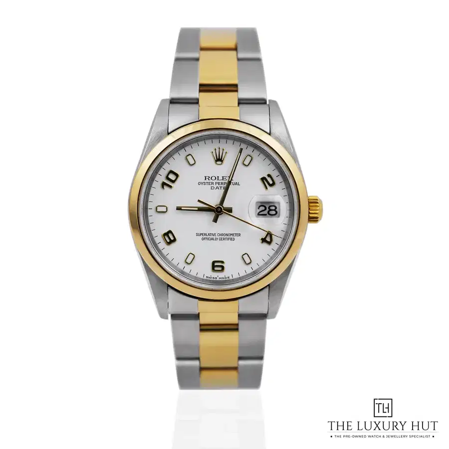 Rolex Oyster Perpetual Date Steel Yellow Gold White 15203