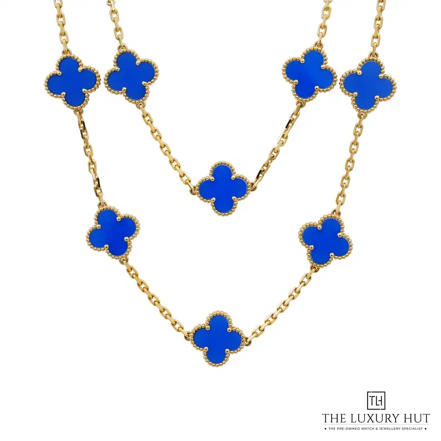 Van Cleef Arpels Gold Blue Agate Motifs Necklace