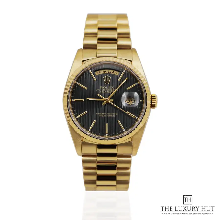 Rolex Day Date 36 18ct Yellow Gold Black Tapestry 18238
