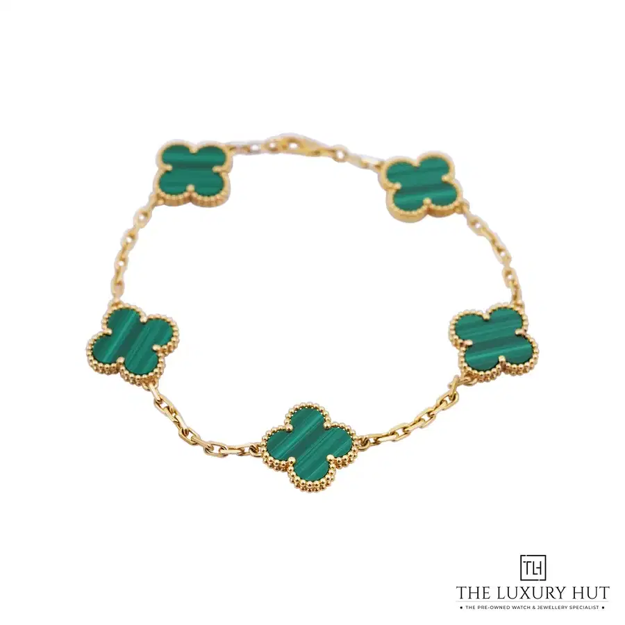 Van Cleef Arpels Yellow Gold Malachite Motifs Bracelet 53351 a