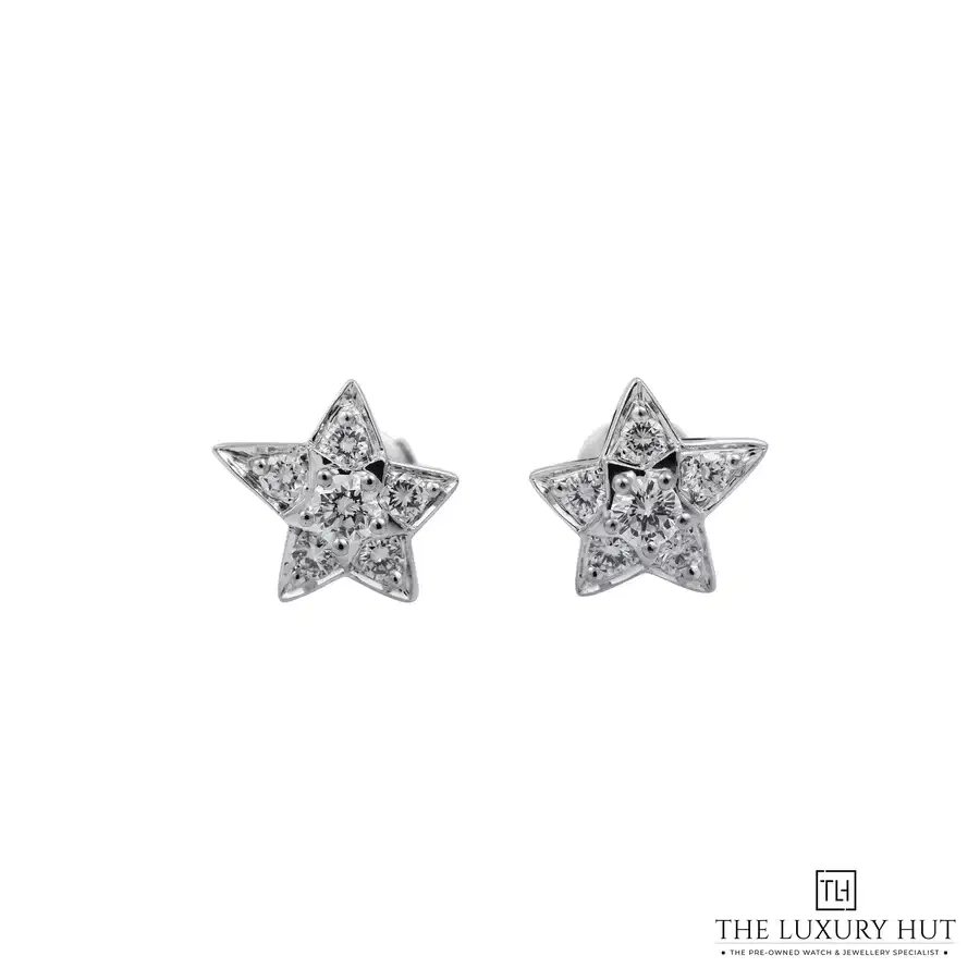 Chanel 18ct White Gold And Diamond Com te G ode Star Stud Earrings