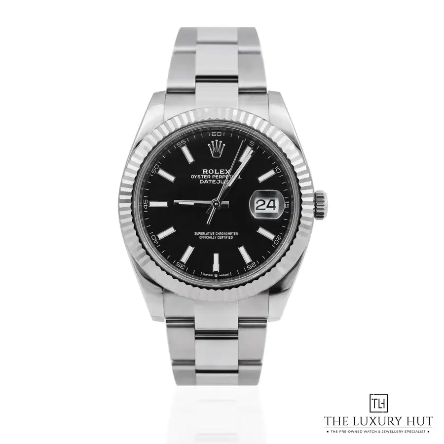 Rolex Datejust 41mm Steel White Gold Black Baton 126334