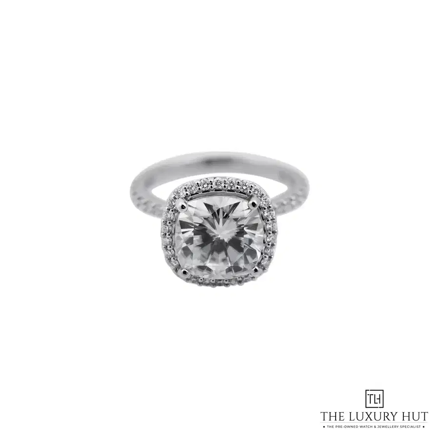 Platinum 3 8ct Moissanite Diamond Halo Engagement Ring