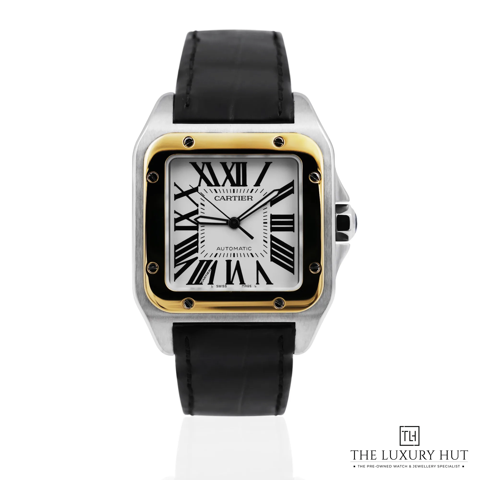 2026 10 304f9333 23e2 48f3 b526 0d613ea364e3Cartier Santos 100 Large Steel Yellow Gold 38mm Silver 53478 a jpg webp