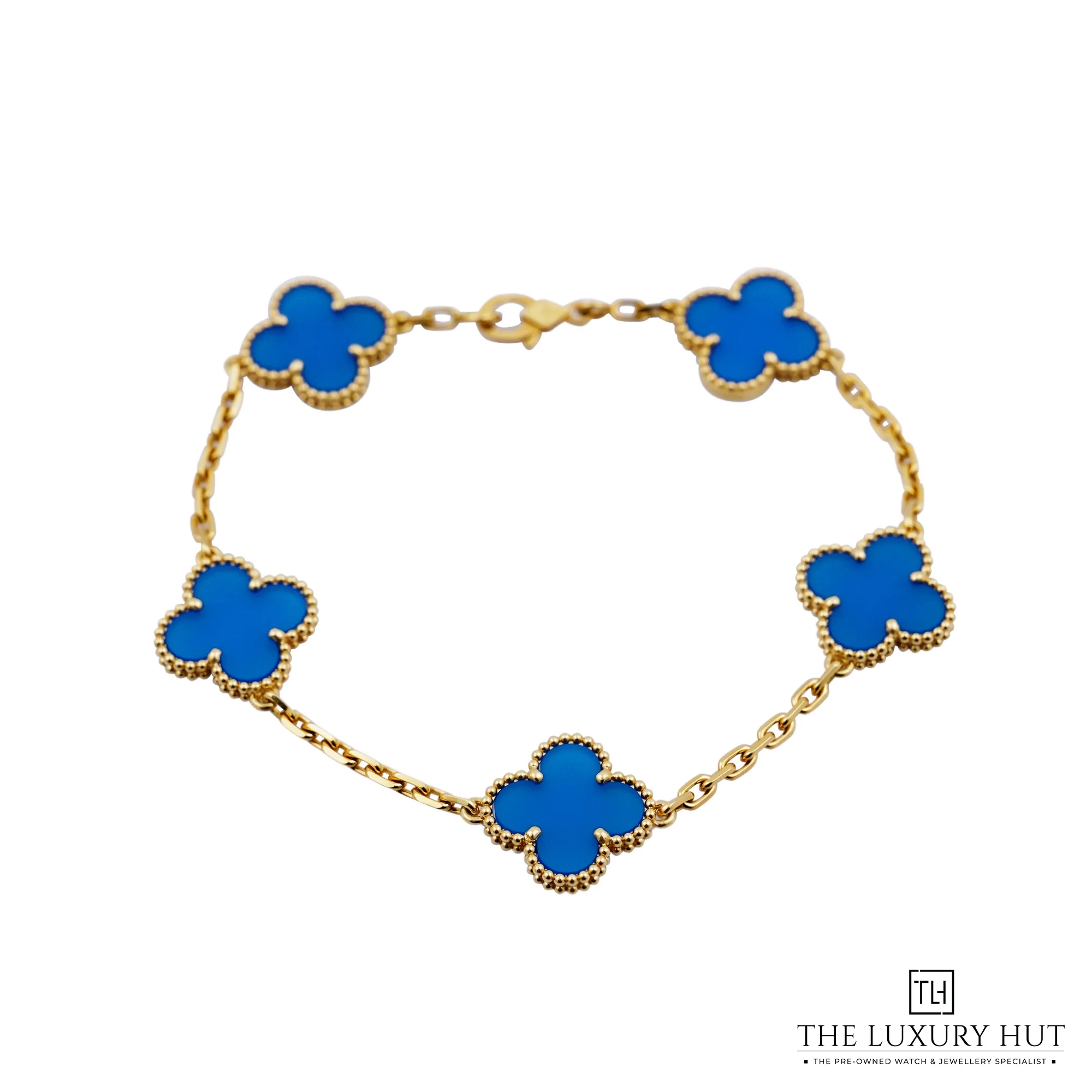 2026 10 4a8a625d f26f 49b1 b6b9 551f2abd719eVan Cleef Arpels Vintage Alhambra Gold Blue Agate Bracelet 53445 a jpg webp