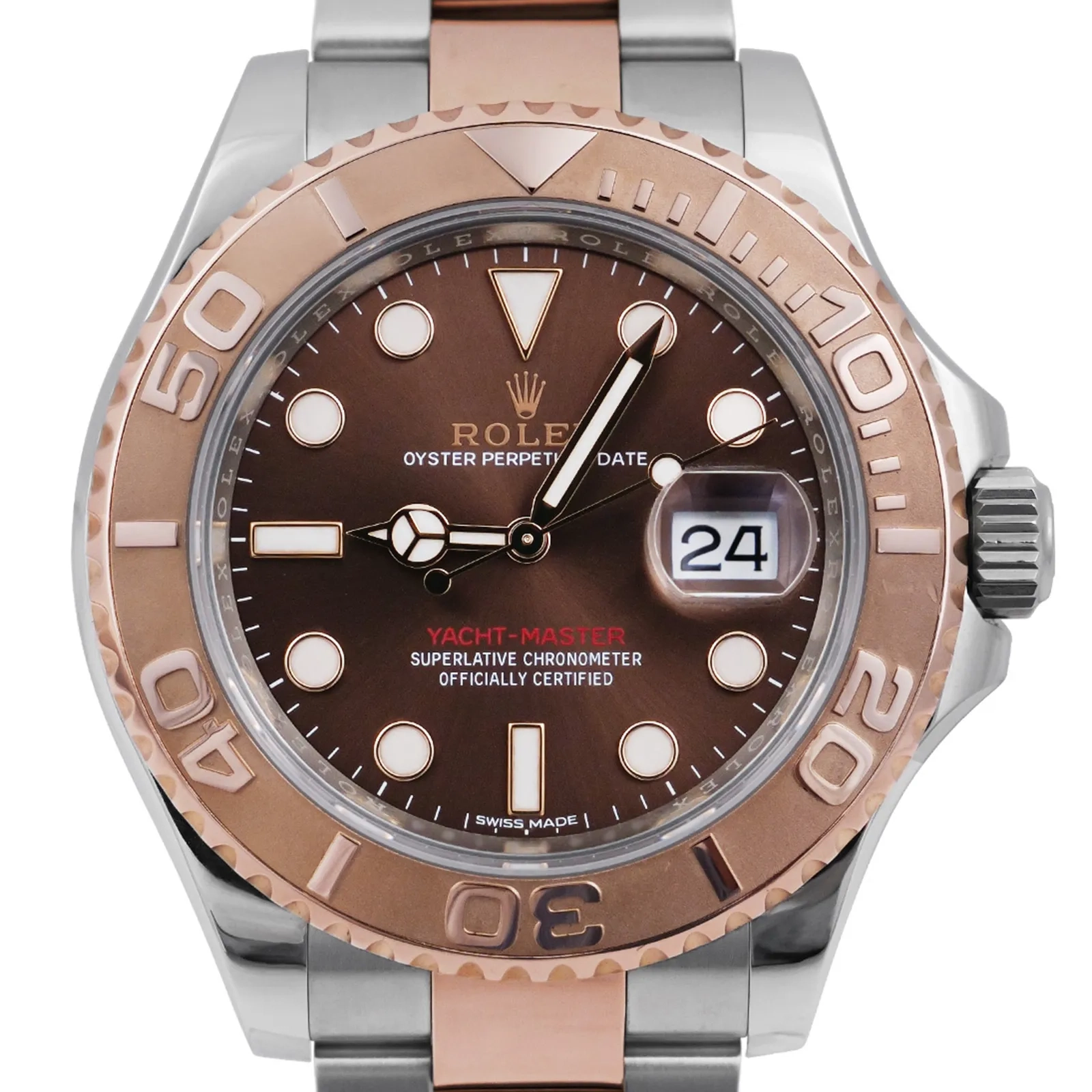 2026 10 4c484256 bba7 45ab 87d5 986884306406Rolex Yacht Master Steel Everose Gold Chocolate Brown Dial 53460 cr jpg webp