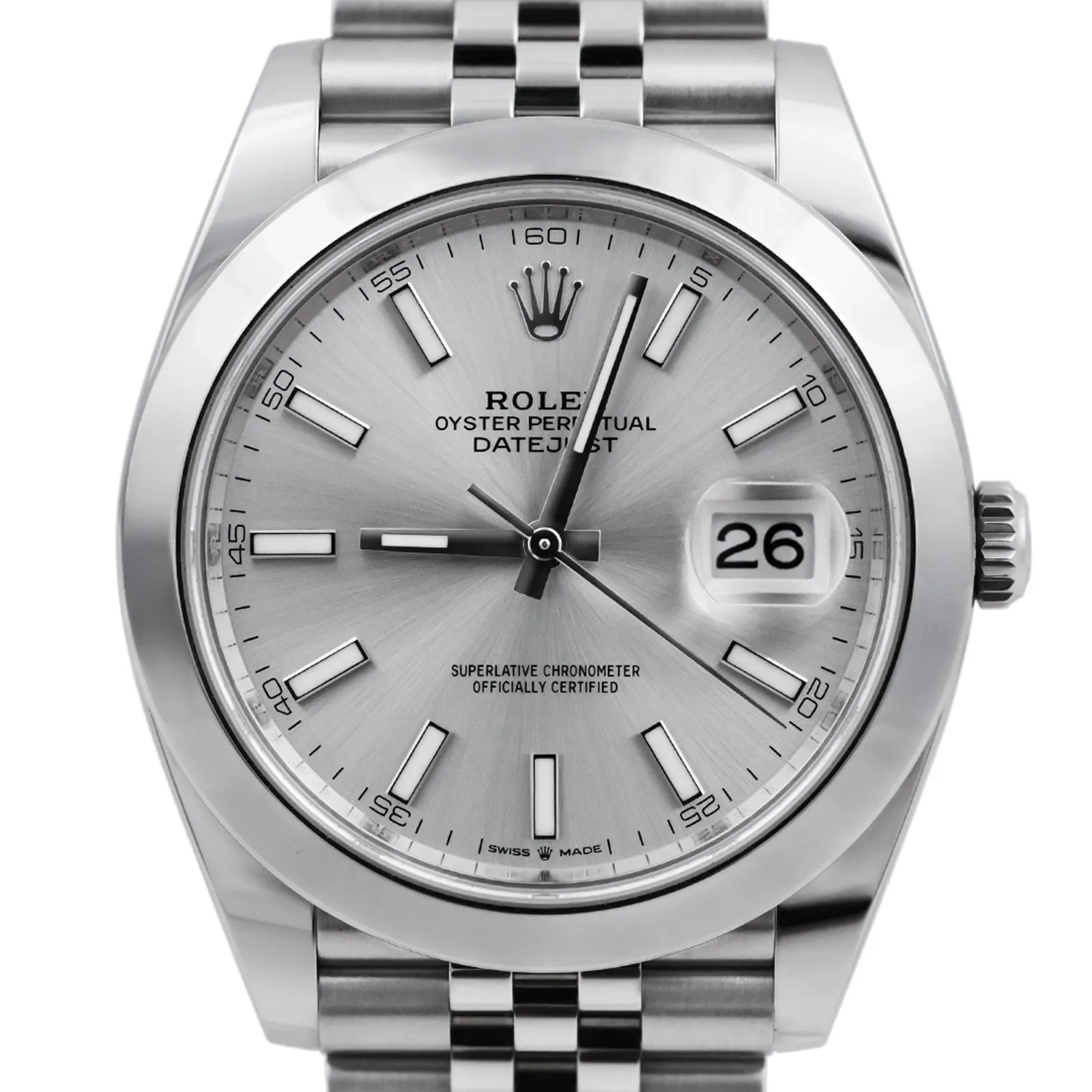 2026 10 a22fd07e 6d70 4105 b4db e78ff31dd55eRolex Datejust Steel 41mm Silver Baton Dial LB1066 cr jpg webp