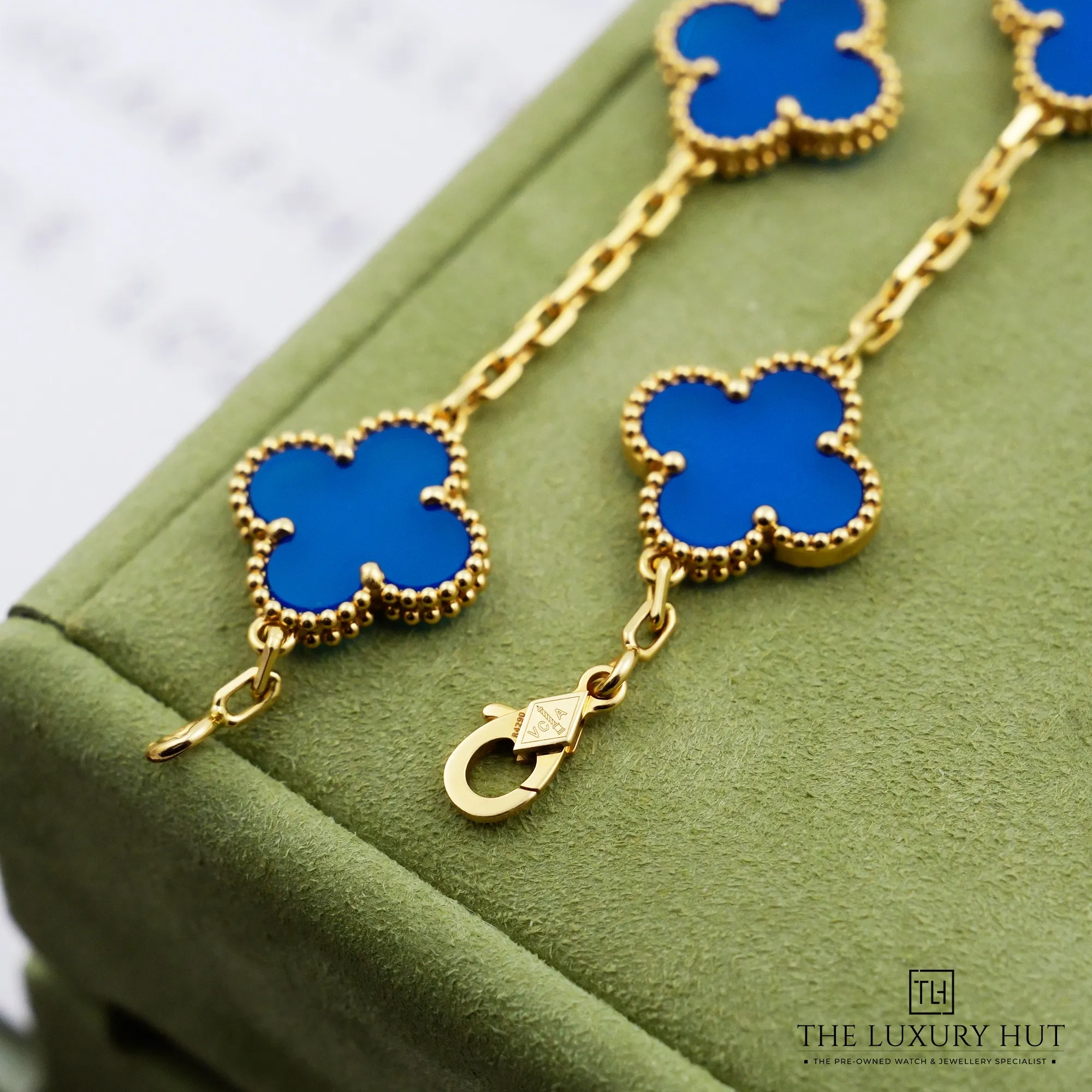2026 10 abca057f ab83 436a ab21 33778591e943Van Cleef Arpels Vintage Alhambra Gold Blue Agate Bracelet 53445 d jpg webp