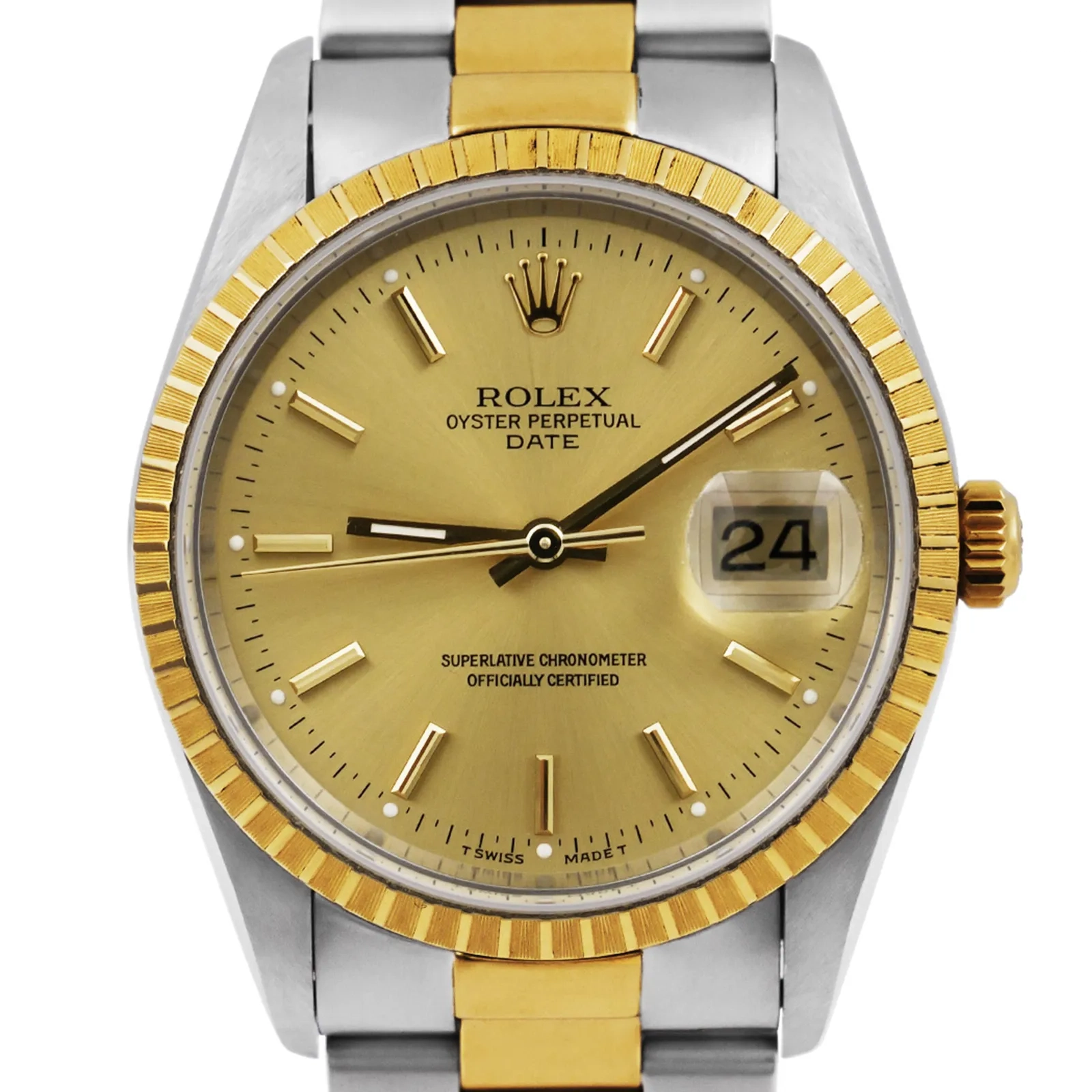 2026 10 be95107d 3dc3 4ae3 8605 9461fa94f9bdRolex Oyster Perpetual Date Bi Metal Champagne LB1033 crr jpg webp