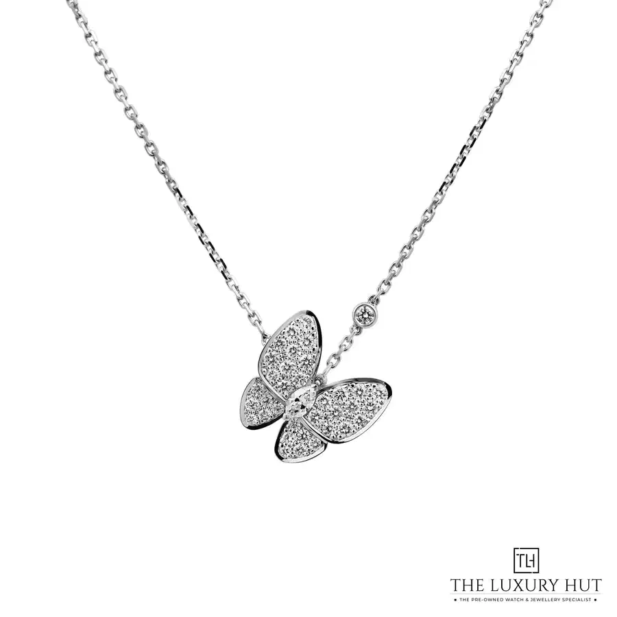 Van Cleef Arpels Two Butterfly Gold Pav Set Pendant