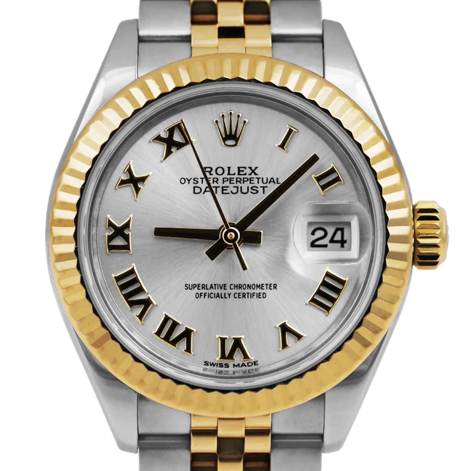 2026 10 f82eb918 e6e6 4563 90dc fc5865d0bd32Rolex Lady Datejust 28mm Steel Yellow Gold Silver Dial 53486 cr jpg webp