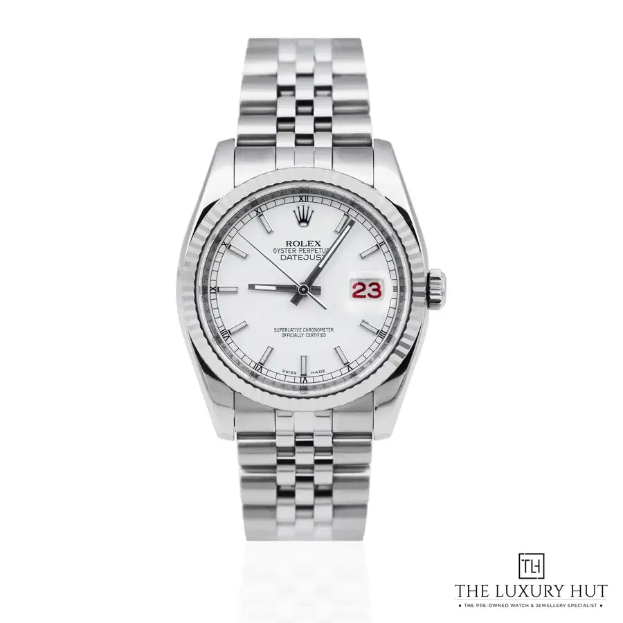 Rolex Datejust Steel White Baton Roulette Dial Ref 116234